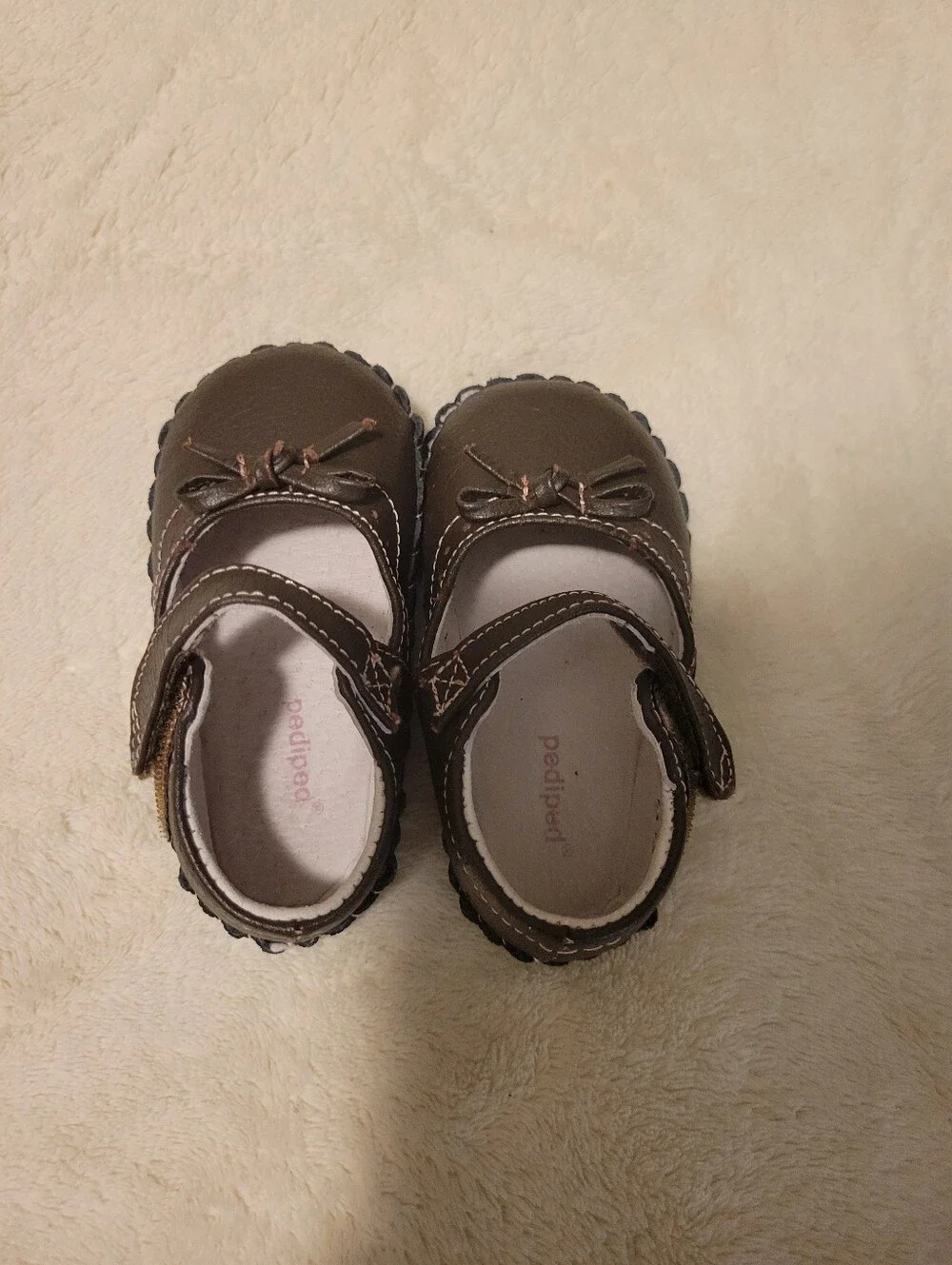 Pediped Brown Mary Jane with Bow Accent size 5-5.5